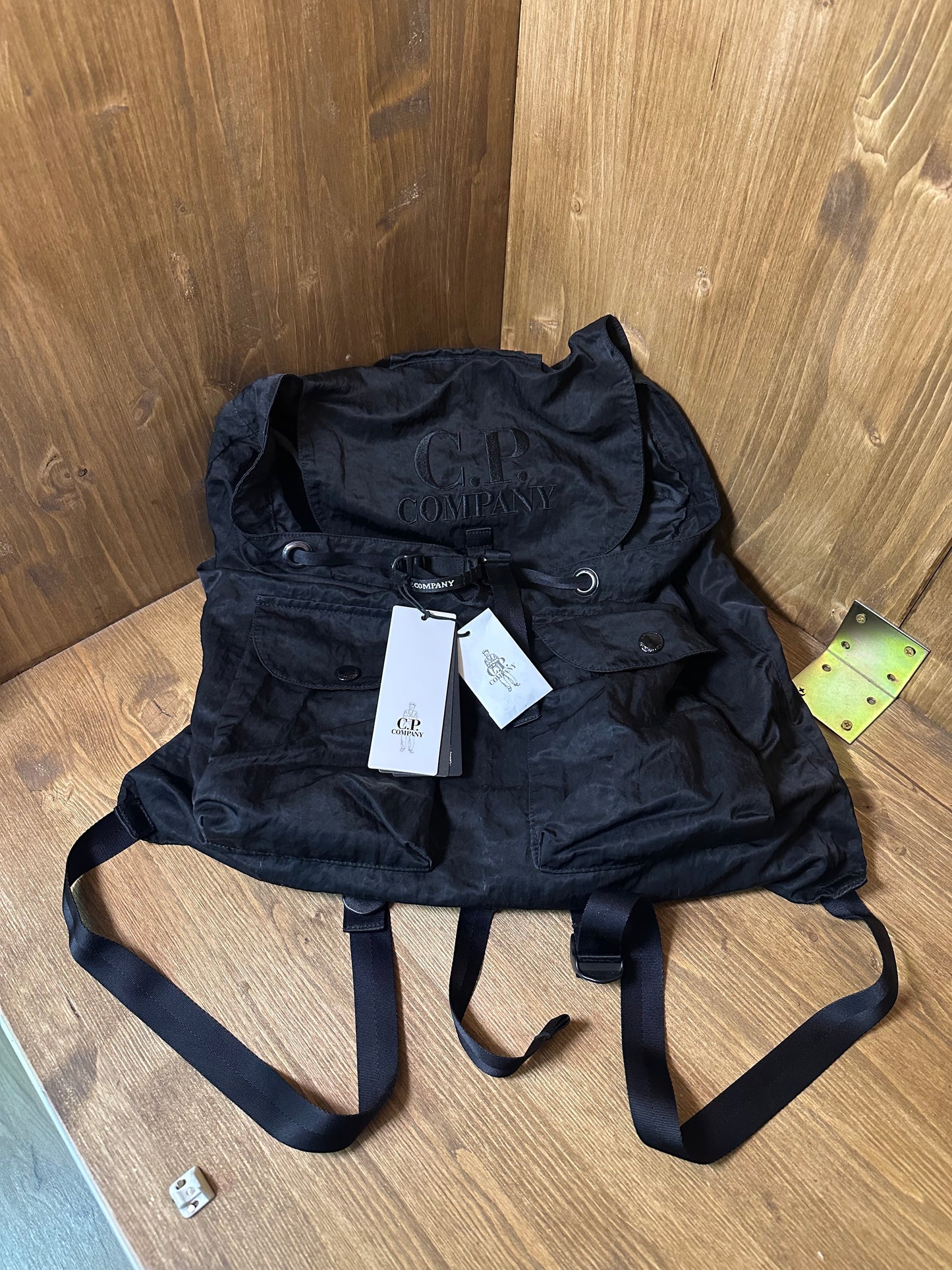 BLACK NYLON CP COMPANY RUCKSACK