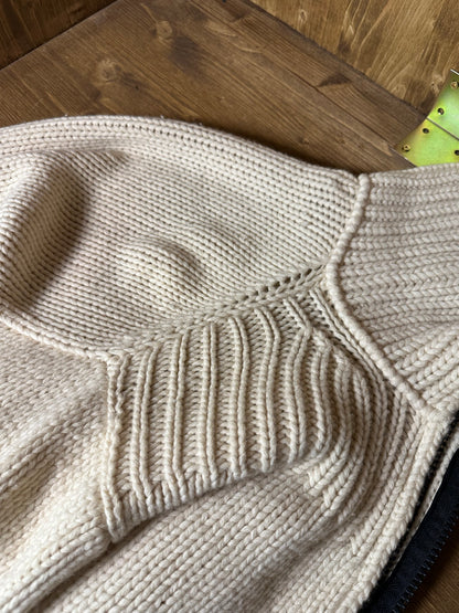 AW01 HEAVYWEIGHT BEIGE WOOL JACKET with crochet details