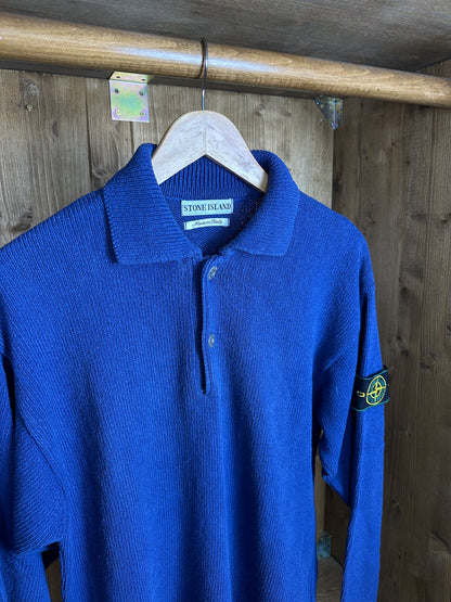 SS95 SILK+COTTON+FLAX POLO in Blue Lapis