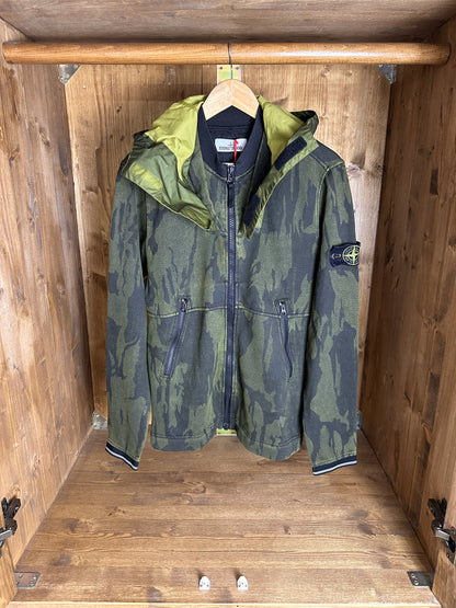 AW15 FLOWING CAMO WATRO HOODIE in Mixed Shades of Green