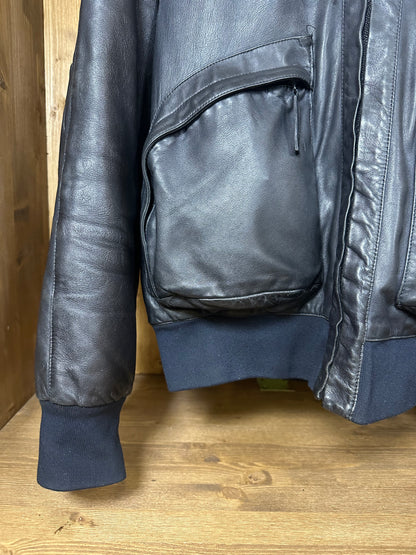 AW10 BIKER LEATHER DOWN JACKET