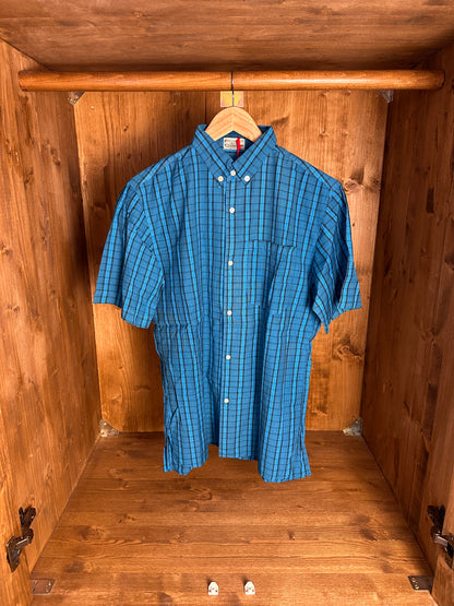 SS80 TARTAN MOTIF COTTON SHIRT in Brillant Blue