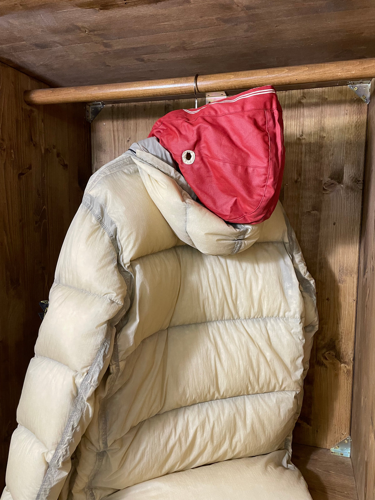 Goose down nylon opaque mesh parka 