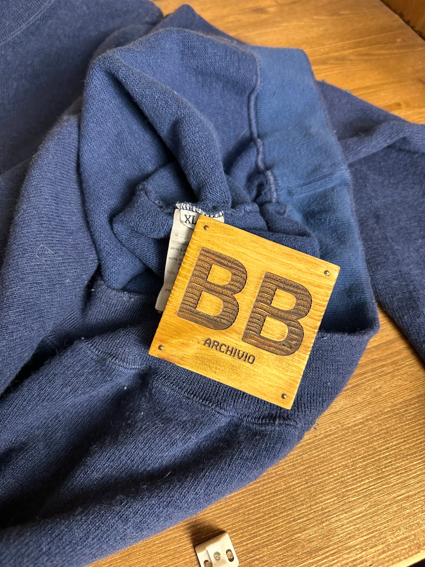 AW89 WOOL JUMPER NECK ZIP in Green Blue