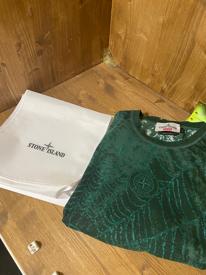 S.I. X Supreme green web tee