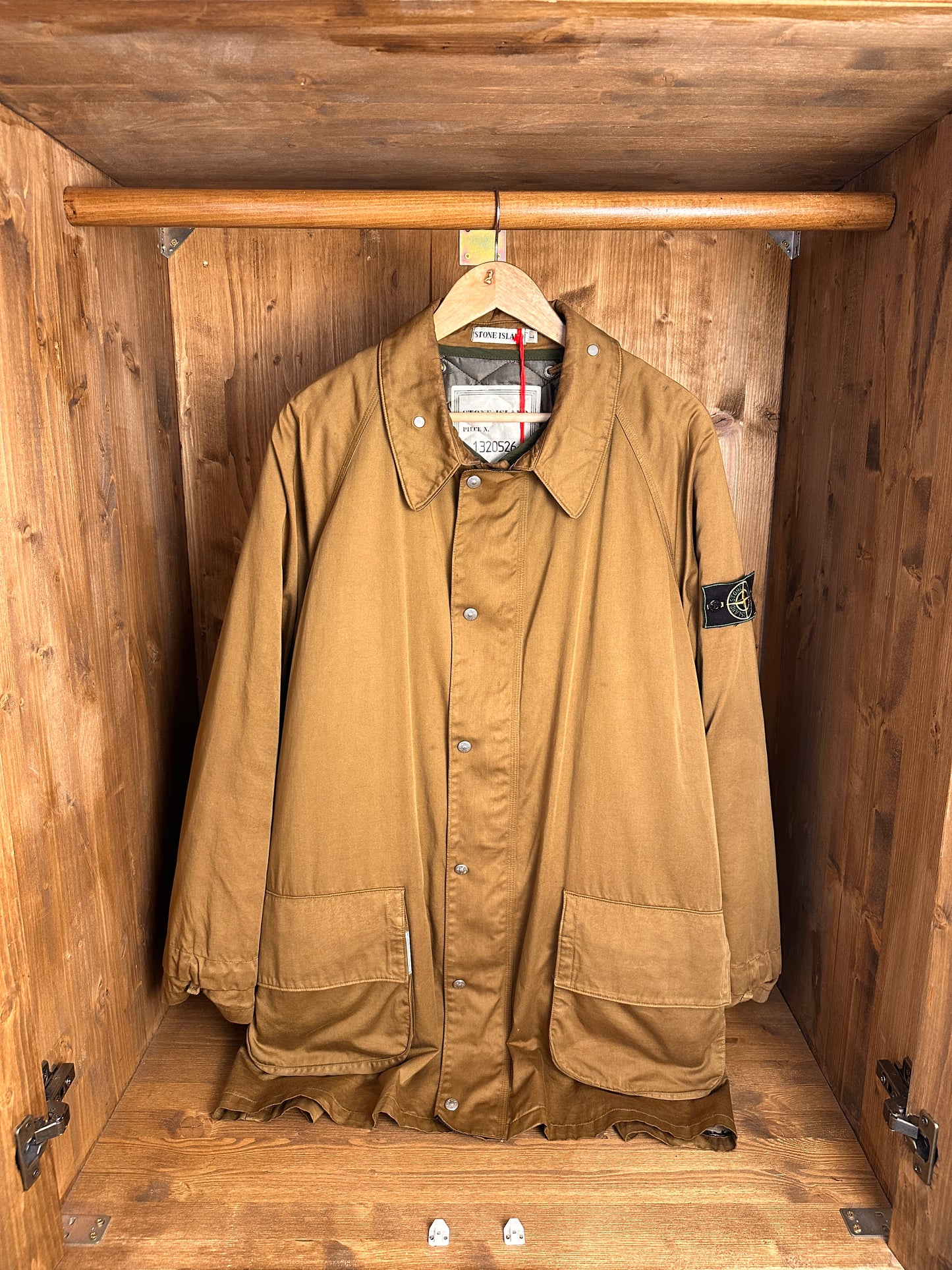 AW89 RASO GOMMATO TRENCHCOAT in Camel Brown