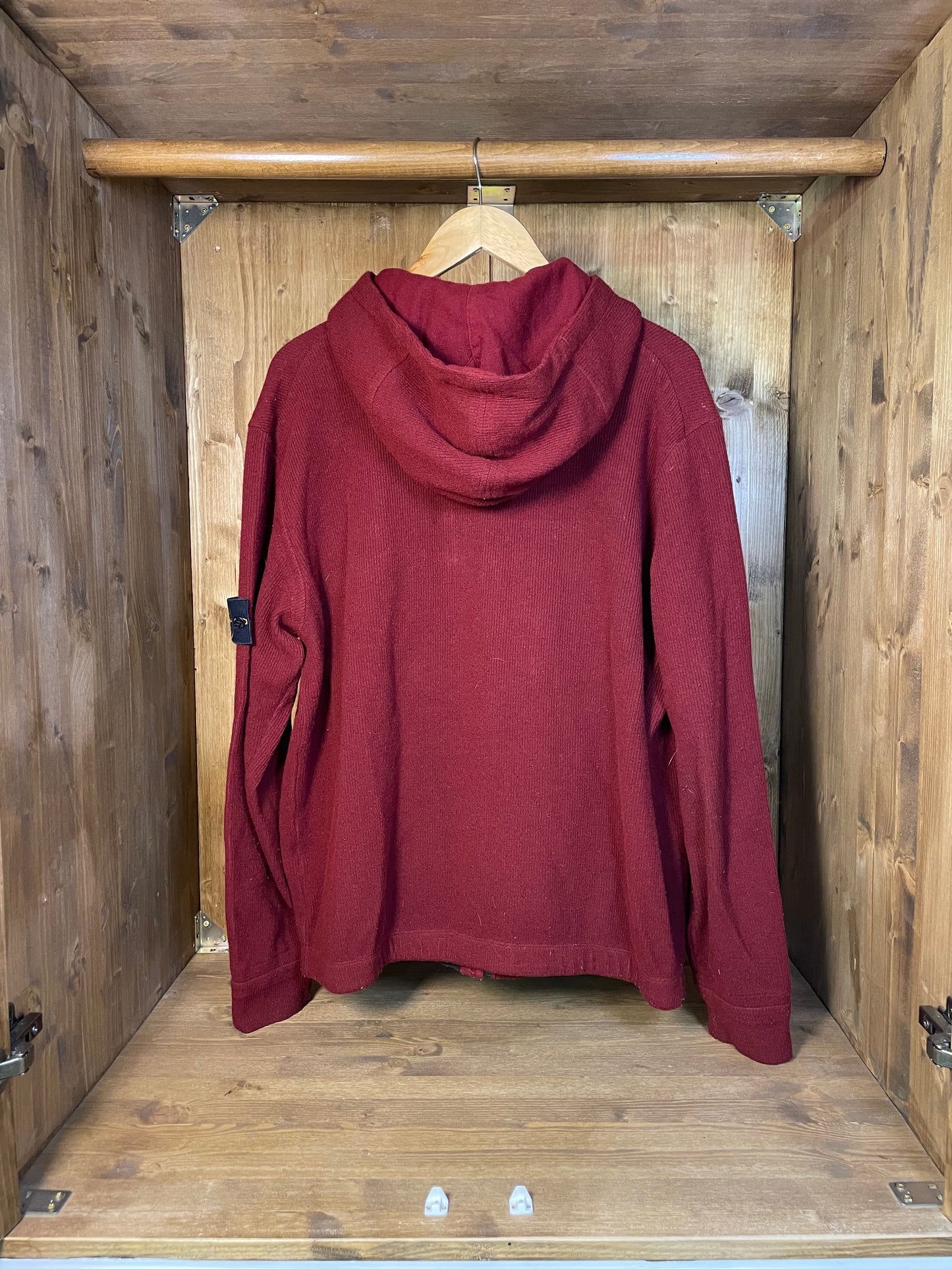 Red wool cardigan full zip