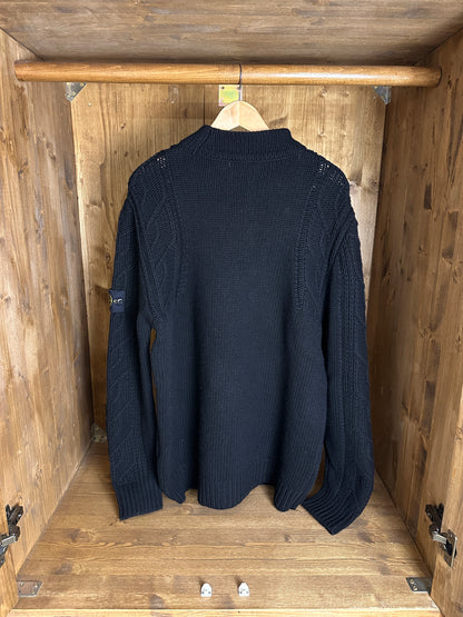AW20 ARAN MOTIF WOOL JUMPER in Black