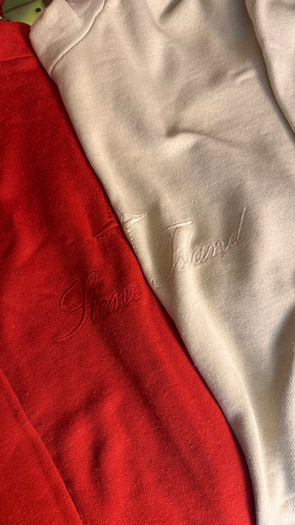 80s SPELLOUT COTTON JUMPER in Beige