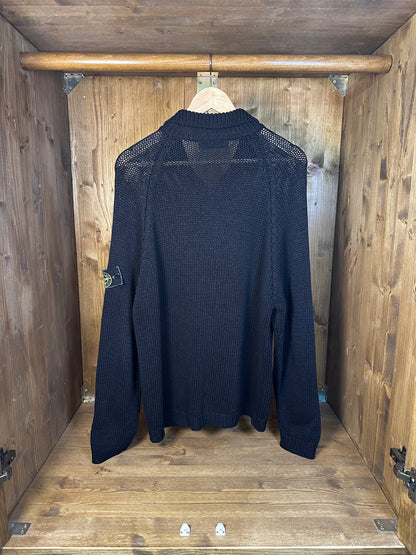 90s BLACK CROCHET ZIPPED SWEATER