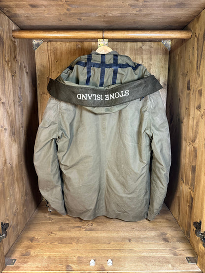 AW08 OLIVE GREEN VENTILE PARKA spell-out hood