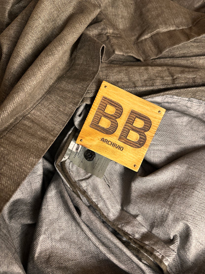 SS03 LINO RESINATO OVERSHIRT in Beige Grey