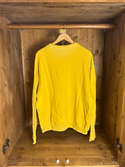 AW80s Baumwollpullover mit besticktem Kompass in Melonengelb