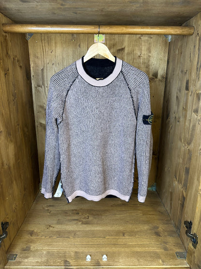 AW16 DOUBLE FACE WOOL SWEATER in Black&Grey