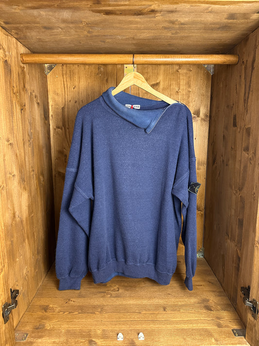 AW89 WOOL JUMPER NECK ZIP in Green Blue