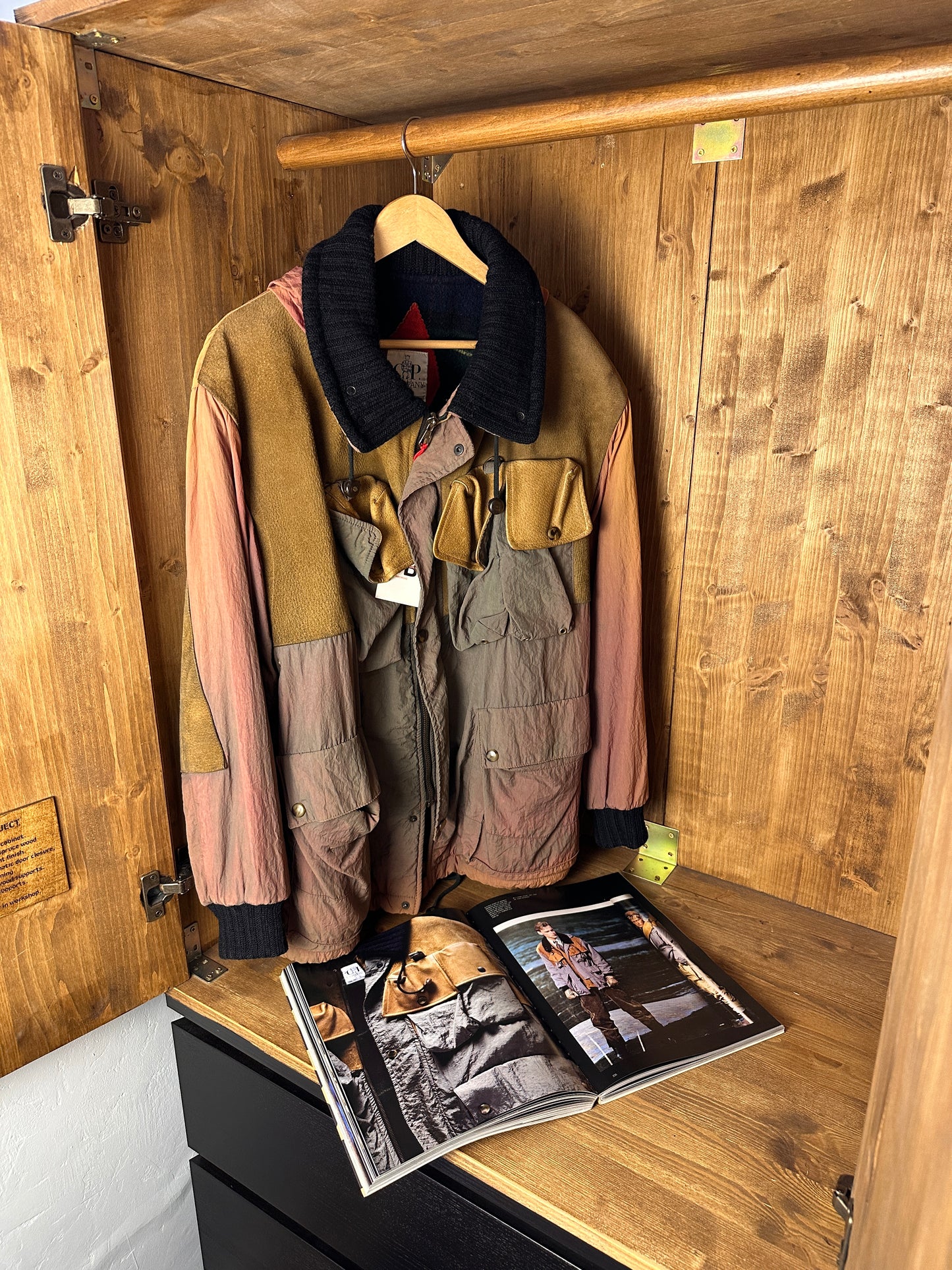 AW83/84 JAPANESE WRINKLED NYLON GRADIENT WITH LEATHER INSERTS in Mixed Shades of Brown