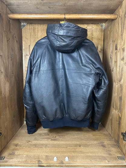 AW10 BIKER LEATHER DOWN JACKET