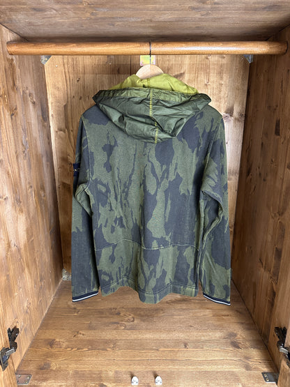 AW15 FLOWING CAMO WATRO HOODIE in Mixed Shades of Green