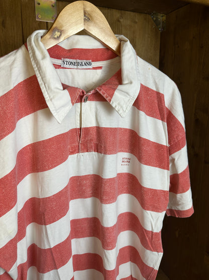 SS92 MARINA STRIPED POLO in Red&White