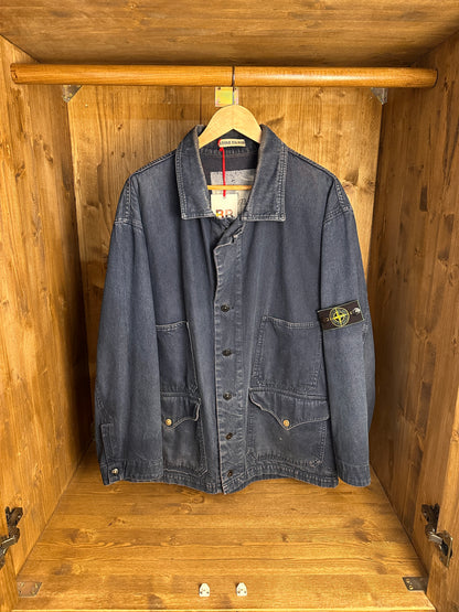 SS88 DENIM CARPENTER WITH BLACK SPELLOUT in Denim Blue