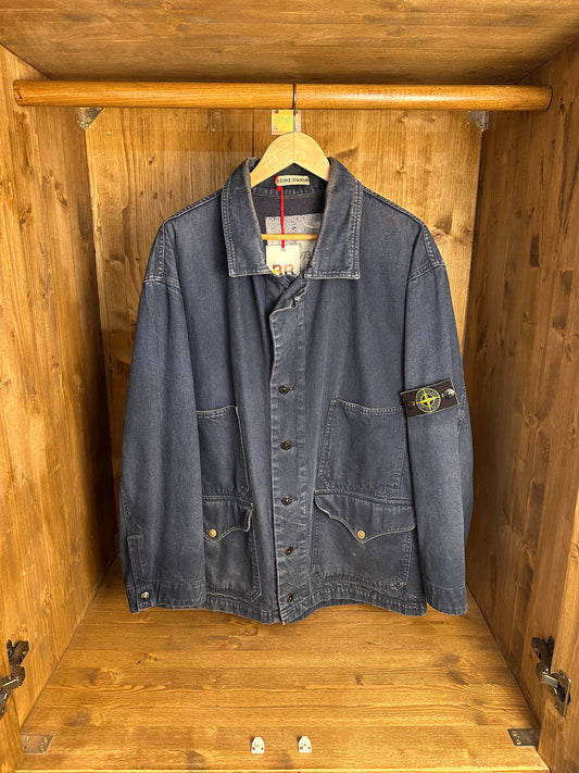 SS88 DENIM CARPENTER WITH BLACK SPELLOUT in Denim Blue