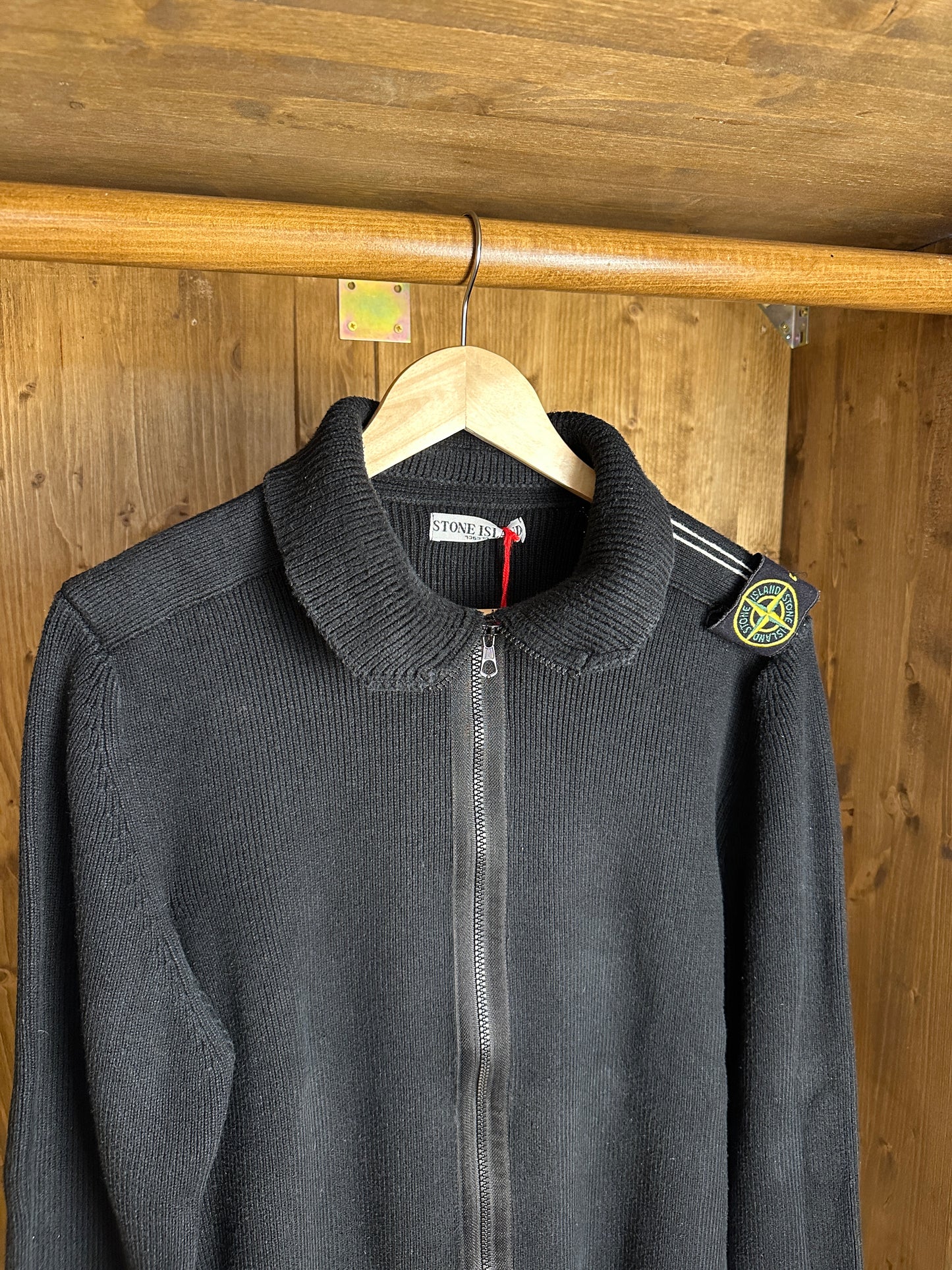 AW08 COTTON ELASTHAN ZIPPED JUMPER  in Black
