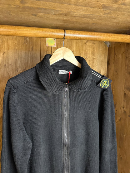 AW08 COTTON ELASTHAN ZIPPED JUMPER  in Black