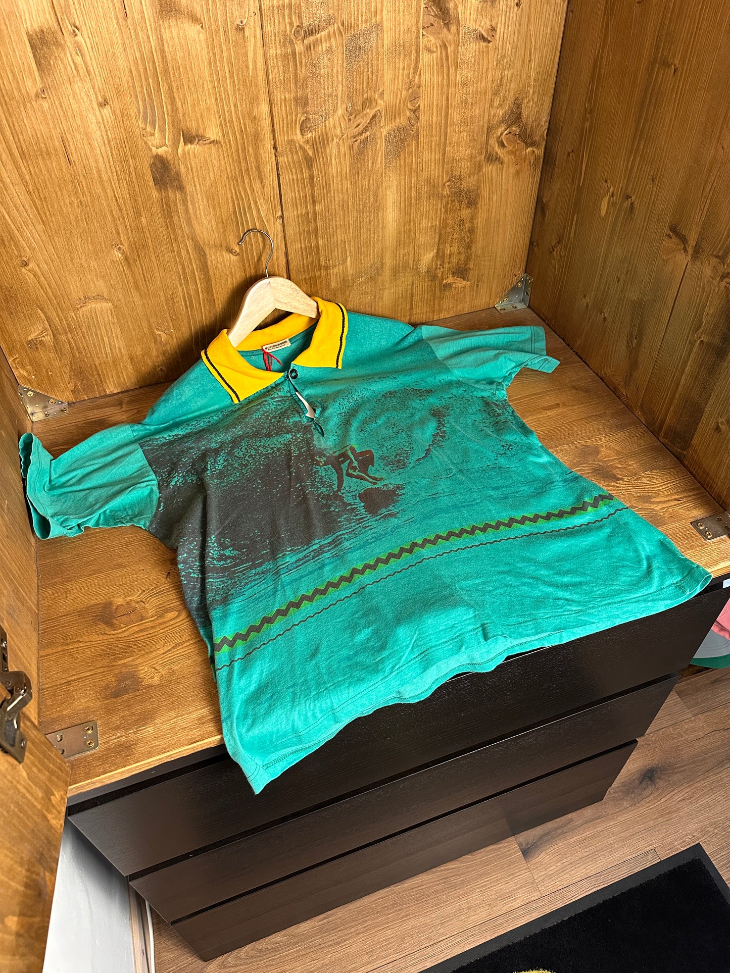 SS80 “Surfer” SCREEN PRINTED POLO in Tiffany Blue Green