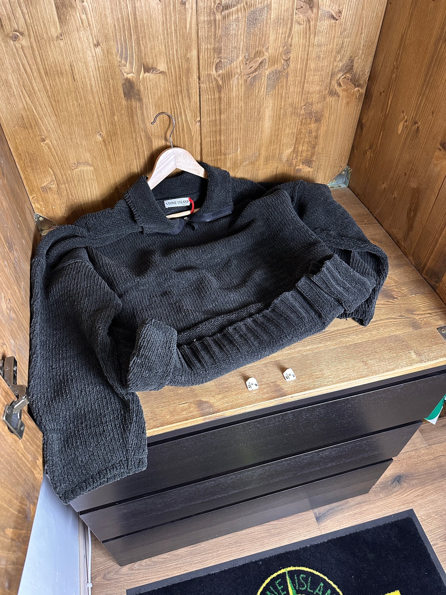 AW00 CHENILLE COTTON 1/4 ZIP JUMPER in Fir Green