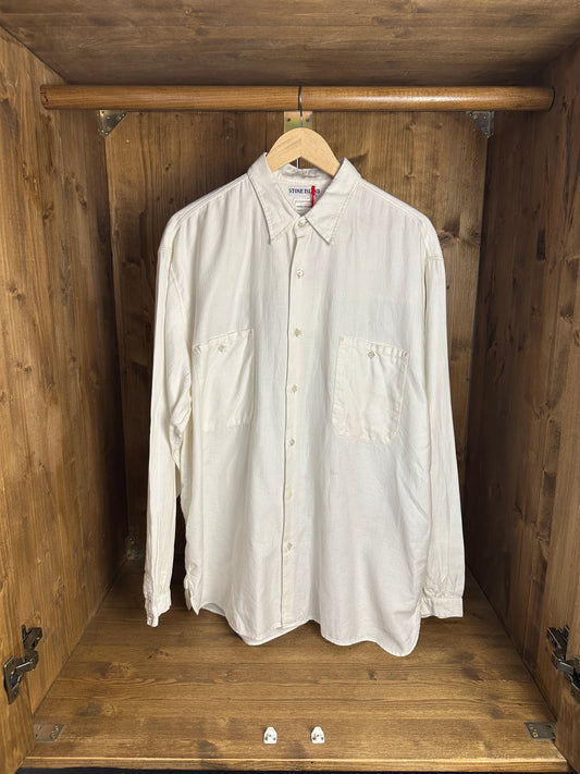 AW80s THERMOSENSITIVE VERTICAL PRINT SHIRT in White & Ivory