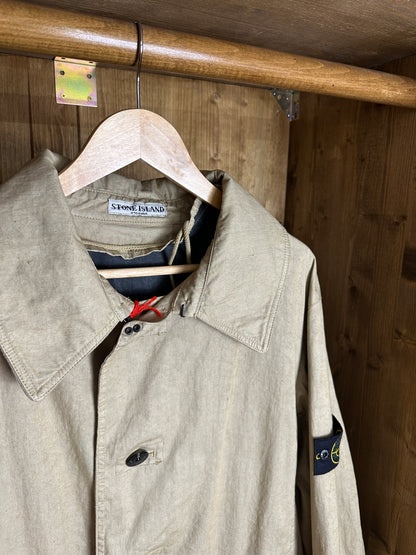 AW03 LINO RESINATO TRENCH COAT in Sand Beige