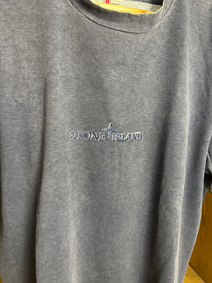 SS00s EMBROIDERED SPELLOUT TEE in Faded Blue