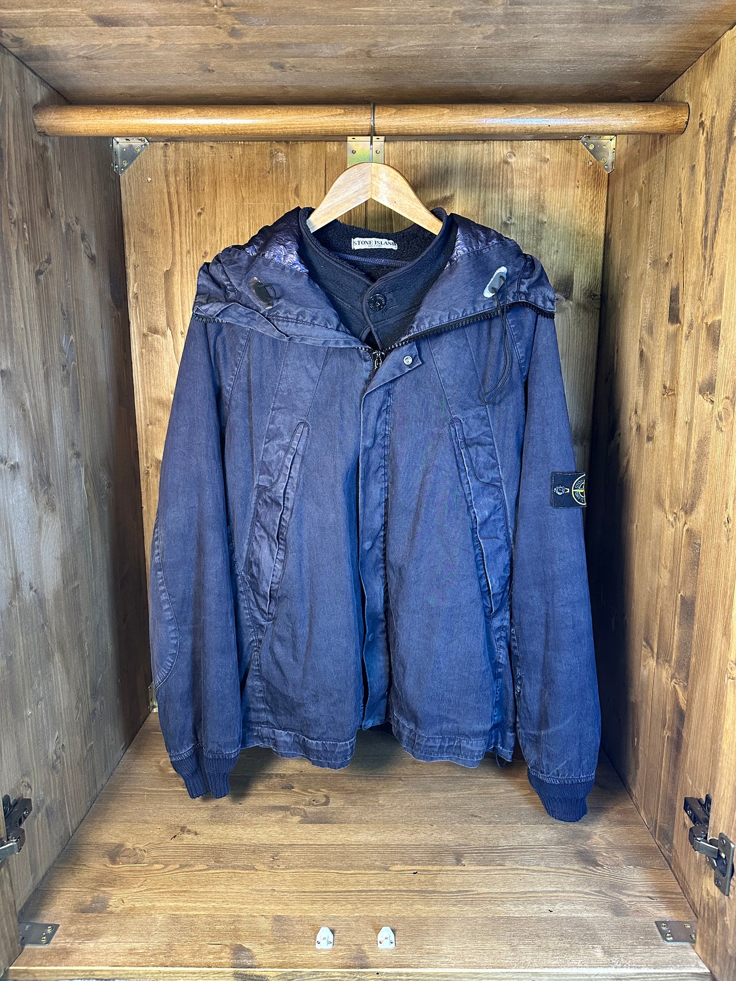 AW04 LINO RESINATO BLU with detachable fleece inner