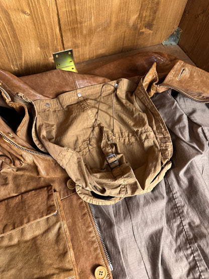 AW09 C.P. COMPANY LEATHER GOGGLE JACKET in Brown Beige