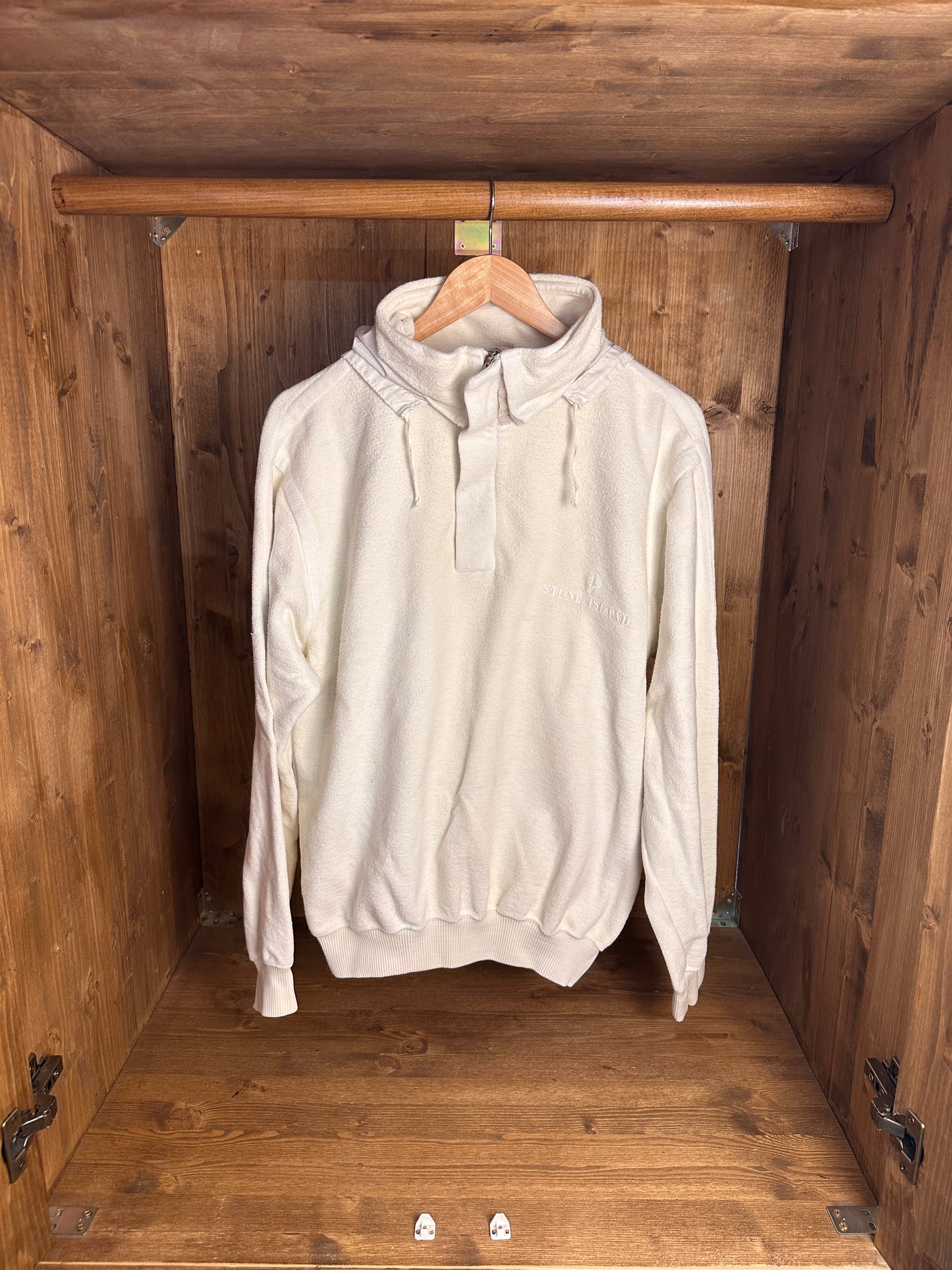 AW90/91 COTTON FLEECE RIPSTOP SMOCK in Pure White