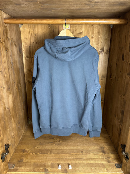 SS18 DIAGONAL ZIP COTTON HOODIE in Blue Grey (dyed from White)