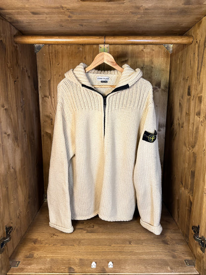 AW01 HEAVYWEIGHT BEIGE WOOL JACKET with crochet details