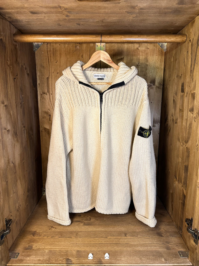 AW01 HEAVYWEIGHT BEIGE WOOL JACKET with crochet details