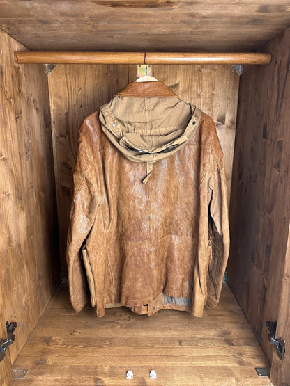 AW09 C.P. COMPANY LEATHER GOGGLE JACKET in Brown Beige