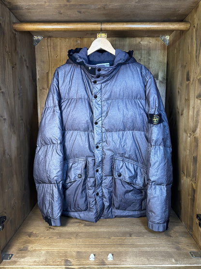 AW04 GREY METALLIC TEXTURE DOWN JACKET