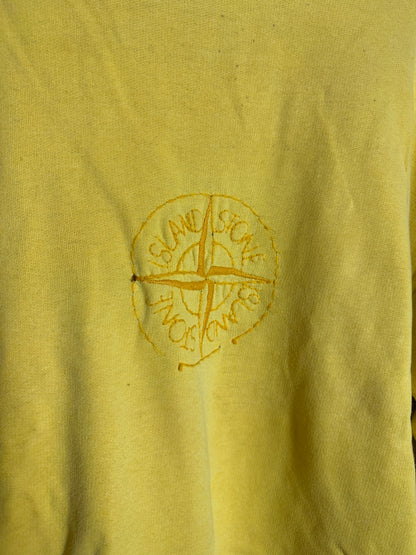 AW80s Baumwollpullover mit besticktem Kompass in Melonengelb