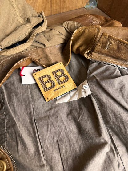 AW09 C.P. COMPANY LEATHER GOGGLE JACKET in Brown Beige