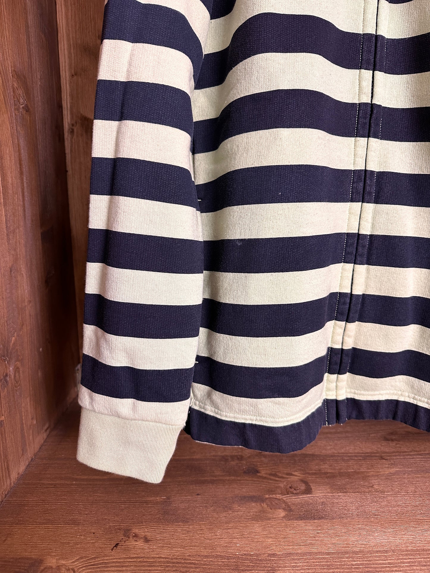 SS17 MARINA ZIPPED HOODIE in Cream and Blue