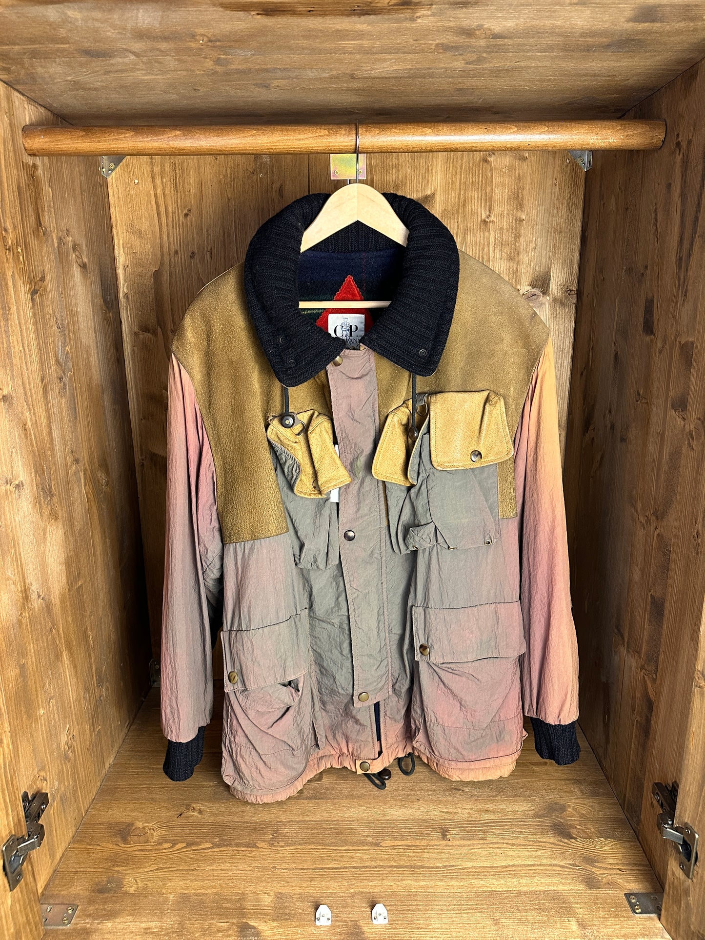 AW83/84 JAPANESE WRINKLED NYLON GRADIENT WITH LEATHER INSERTS in Mixed Shades of Brown