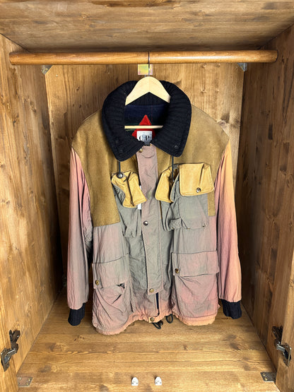 AW83/84 JAPANESE WRINKLED NYLON GRADIENT WITH LEATHER INSERTS in Mixed Shades of Brown