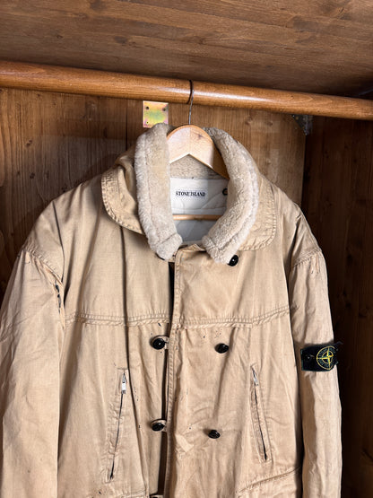 AW88 RASO GOMMATO DOUBLE BREASTED SHEEPSKIN LINER JACKET in Beige