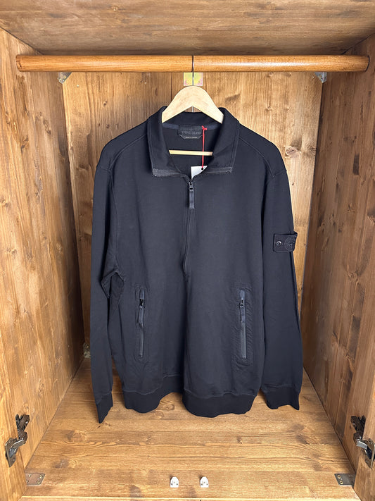 SS21 COTTON 2/4 ZIP CREWNECK GHOST PIECE in Black