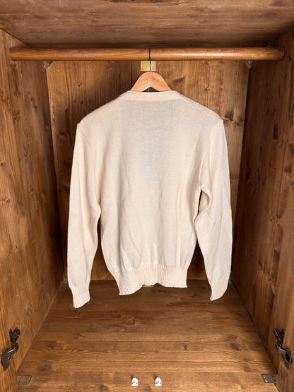 AW80s “NYC view print” WOOL CARDIGAN in White