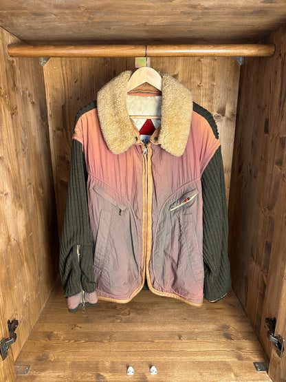 AW84 JAPANESE WRINKLED NYLON GRADIENT WITH RIBBED WOOL INSERTS in Mixed Shades of Brown