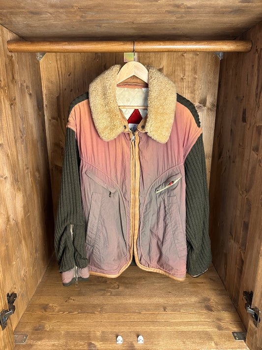 AW84 JAPANESE WRINKLED NYLON GRADIENT WITH RIBBED WOOL INSERTS in Mixed Shades of Brown